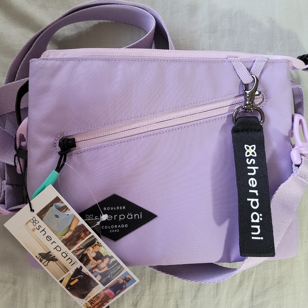 Purple and brown Sherpani crossbag